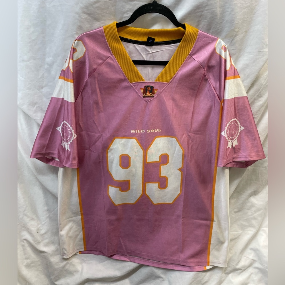 ROMWE Pink and Yellow Wild Soul football Jersey unisex sz xxl